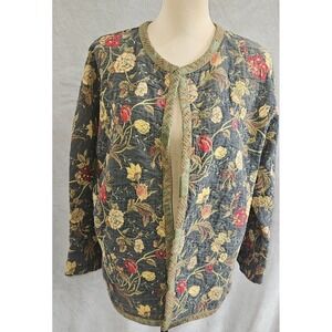 Aida Dalati Vintage Tapestry Jacket Floral Cotton Rayon Lagenlook Small Boho